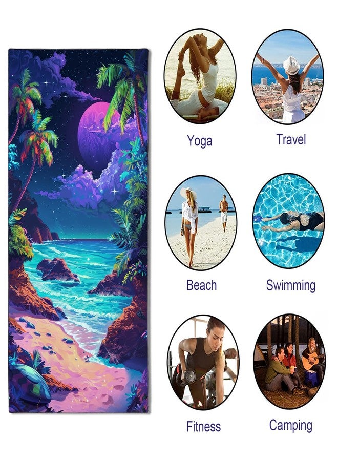 OHTMTHO Seaside Palm Trees Beach Towel Oversized 36"x72" Quick Dry Microfiber Towels Pool Accessories Cruise Essentials Vacation Gifts Summer Must Haves for Swimming Camping Travel - Image 4